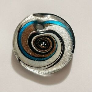 Handcrafted Round Glass Multicolored Swirl Art Pendant